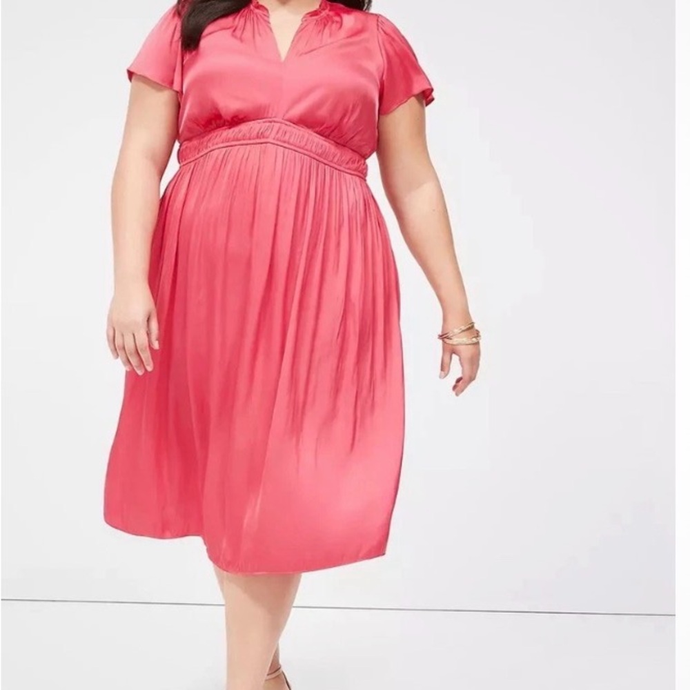 Lane Bryant hot pink Short-Sleeve Midi Dress